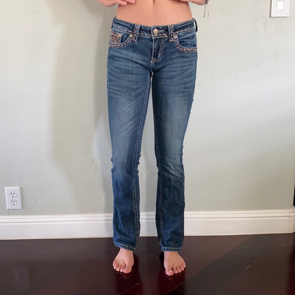 Grace in LA, low rise, boot cut, dark wash jeans,